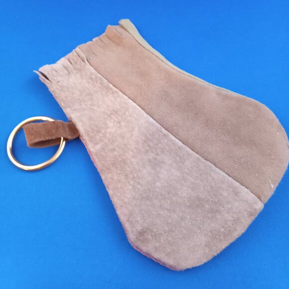 Vintage 1970s genuine suede patchwork pouch made in Spain - Picture 2 of 4